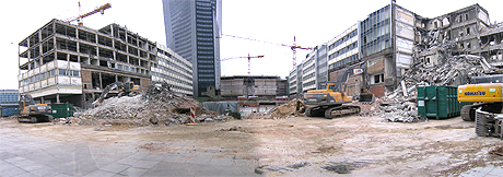 Abriss Universitätscampus Leipzig zu Ostern 2007, kleines Panoramabild (c)