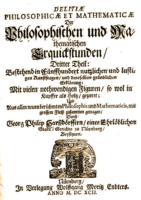 Georg Philipp Harsdörffer: Delitiae Philosophicae et Mathematicae: Title Page